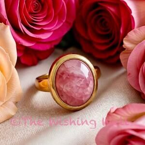 Rhodochrosite Oval Sterling Silver Ring  Size 7 Artisan Crafted